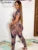 Women&#8217;s Printed Jumpsuit Casual Short-sleeves Fitness One Piece Sporty Attirewear Streetwear Overalls  Spring New