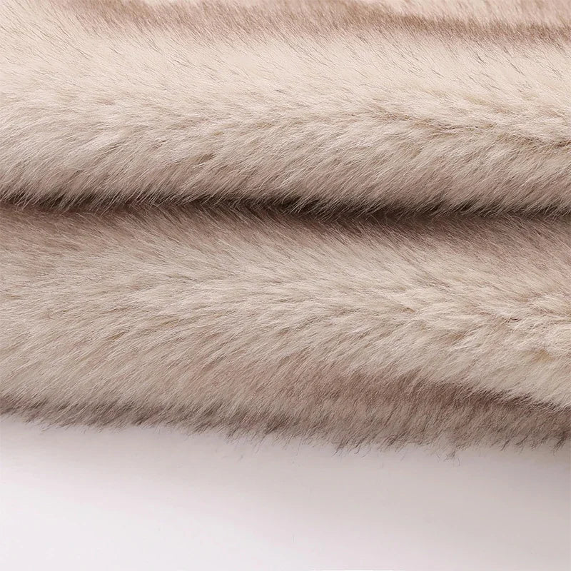 Iconic Street Fashion Week Luxury Brand Gardient Cropped Faux Fur Coat Women Winter  Hot Cool Girls Fluffy Short Fur Jacket