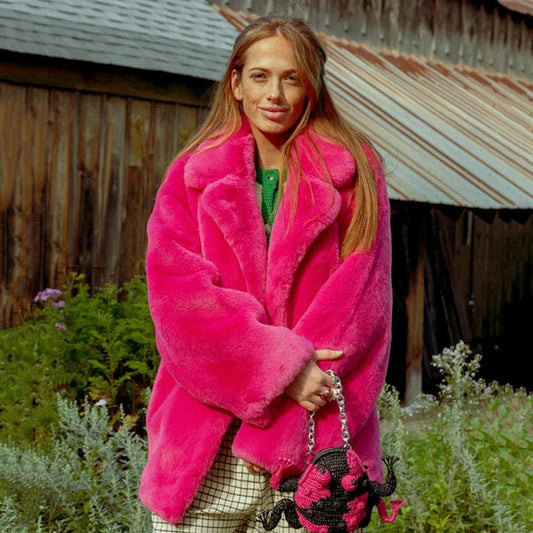 Ins Chic Brand Fashion Long Faux Rabbit Fur Coat Jacket Women Winter  Oversized Shaggy Plush Fur Coats Street Girls Overcoat