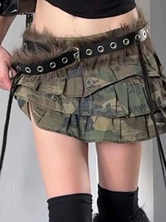 Fashion Vintage Faux Fur Spliced Leather Pu Women Belt Chic Hottie Y2k Simple All-Match Waist Accessories