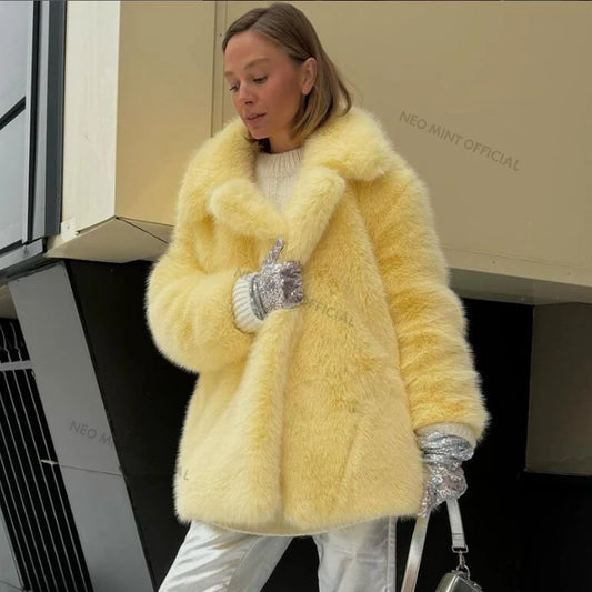 Women Winter  High Quality Luxury Faux Fur Coat Thicken Warm Overcoat Outerwear Hot Girls Solid Long Fox Fur Jacket