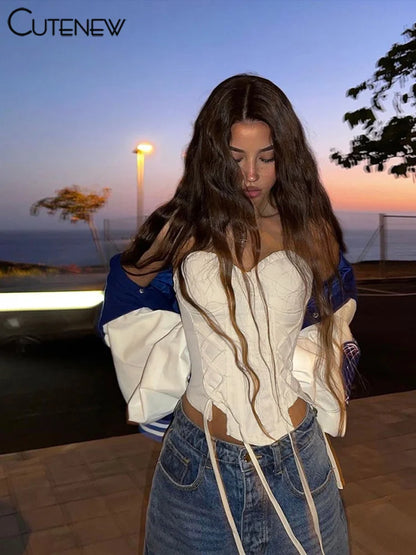 Women&#8217;s Solid Sleeveless Tank Top Sexy Slim Lace-up Casual Ruched Vest Hot Girls Fashion Clothing Female Streetwear New