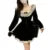 y2k Dress Women Aesthetic Clothes Lace Trim Scoop Neck Long Sleeve A Line Mini Dress Velvet Party Dresses Streetwear