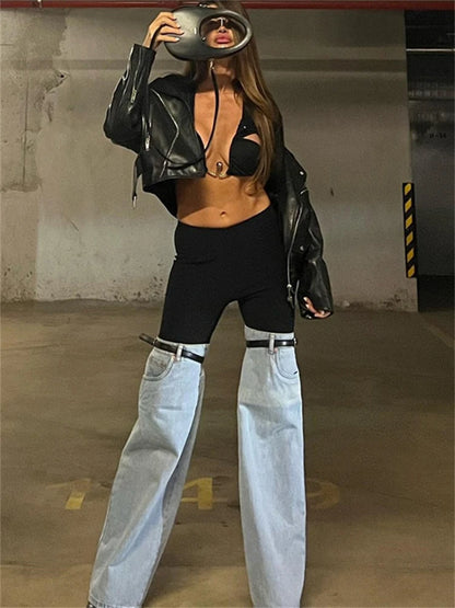 Fashion Women&#8217;s Palazzo Trousers Wide Jeans Ladies Streetwear Loose Denim Pants Women 2025 Summer New Low Rise Jeans