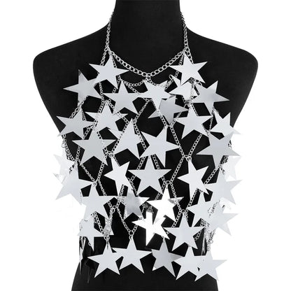 Metal Stars Sequins Bikini Tank Top Women See Through Fashion Solid Crop Tops Woman Holiday Beach Sexy Hot Girls Cover Up
