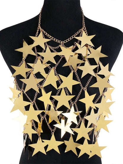 Metal Stars Sequins Bikini Tank Top Women See Through Fashion Solid Crop Tops Woman Holiday Beach Sexy Hot Girls Cover Up