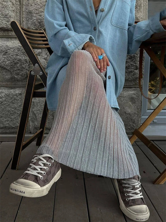 See Through Long Skirt For Women High Waist Sexy Hollow Out Skirts Womens Club Fashion Party Hot Girls Faldas De Mujer