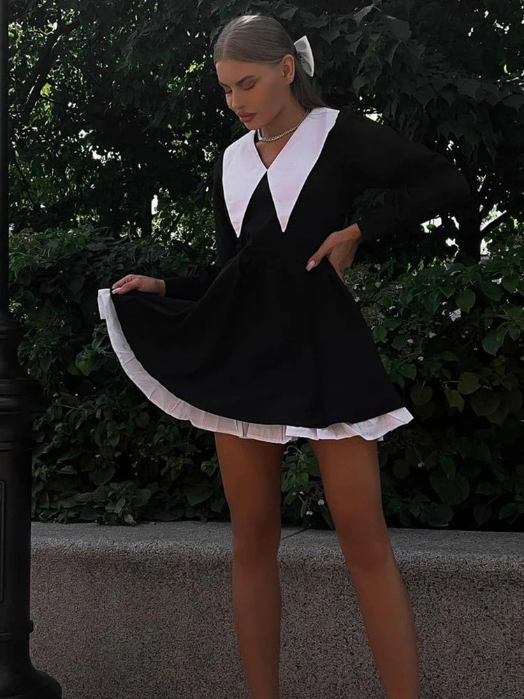 Splice Mini Dress For Women Sexy Party Club Night Folds Women&#8217;s Evening Dress Hot Girls Elegant Street Dresses Women 2025
