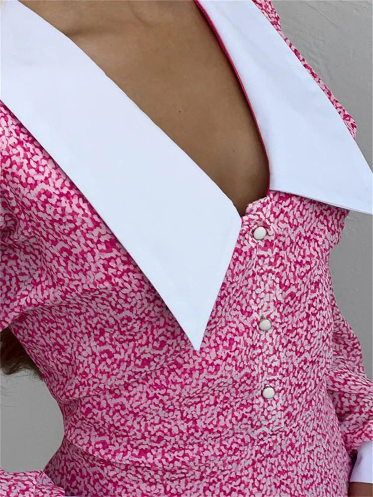 V-Neck Printed Fashion Mini Dress For Women Slim High Waist Long Sleeve Party Dress Backless Casual Women&#8217;s Dress Summer
