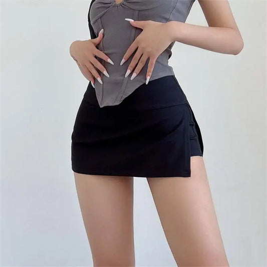 Women Mini Skirt Sexy Low-waisted Casual Side Split Sports Solid Color Fashion Slim Bodycon Short Skirts Jogger