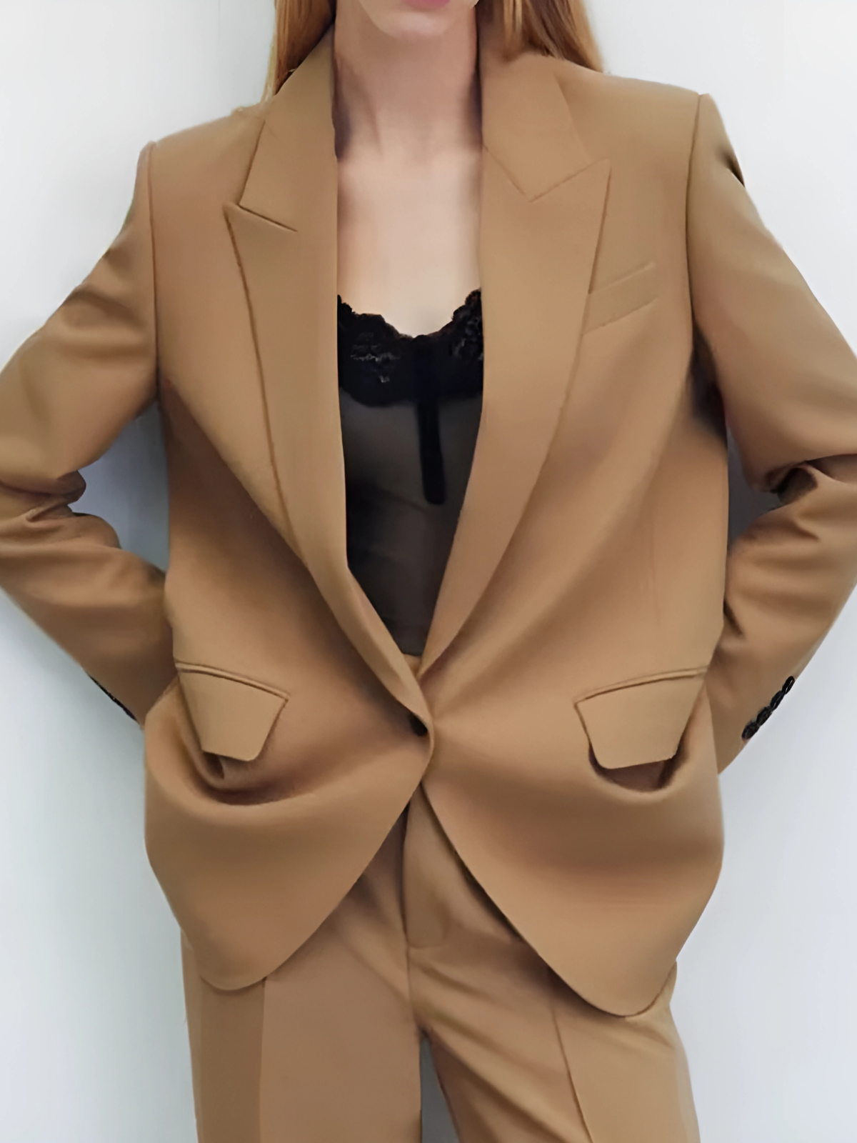 Casual Style Camel Pocket Blazer
