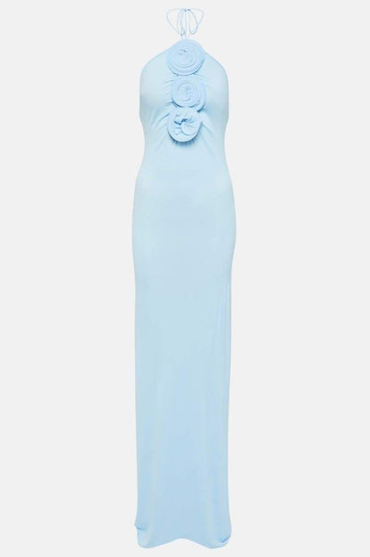 Alexia Halterneck Floral-applique Maxi Dress