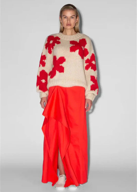 Bold Bloom - Floral Knit Sweater