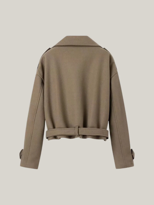 Belted Collar Wool Blend Coat
