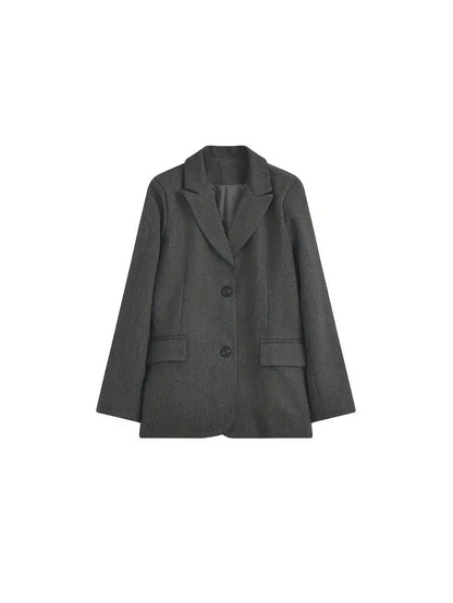 Chic Retro Herringbone Fleece-Blend Blazer