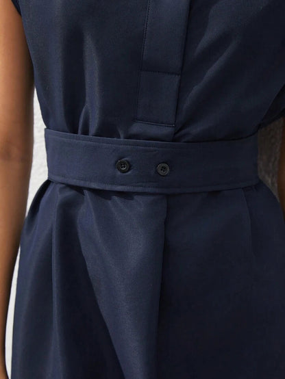Refined Chic Navy Blue Midi Dress