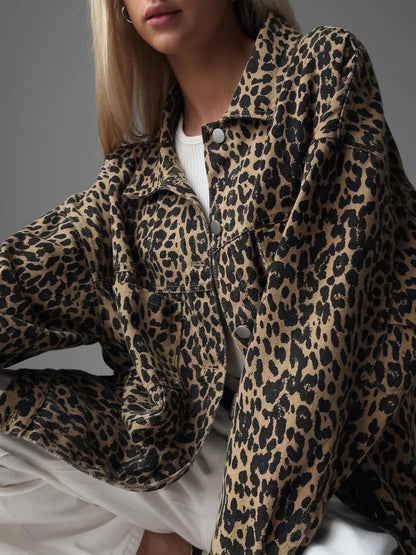 Leopard Printed Button Blazer