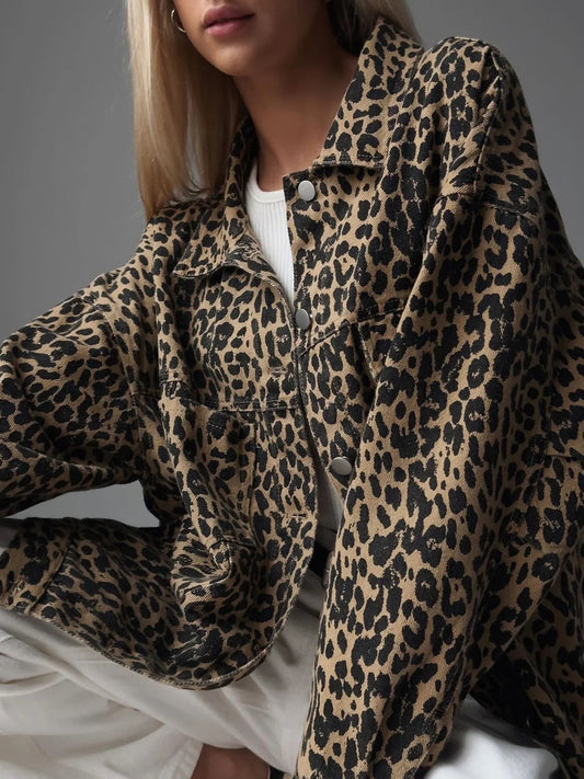 Leopard Printed Button Blazer