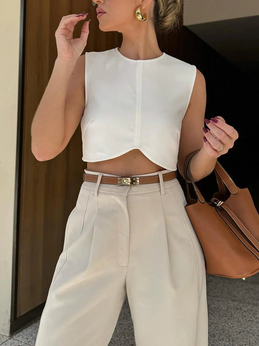 Oldmoney Style Pleated Cropped Pants