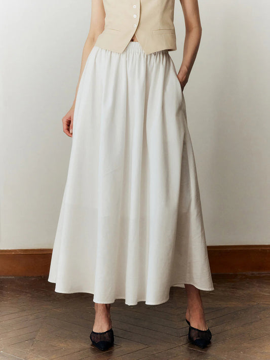 Temperament Commuting Solid Color Slim Pleated Skirt
