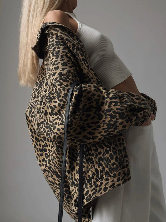 Leopard Printed Button Blazer