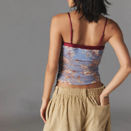 Leopand Mesh Spaghetti Crop Top
